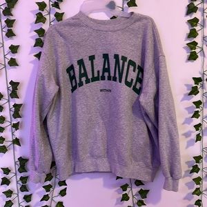 Crewneck, with green writing, size medium